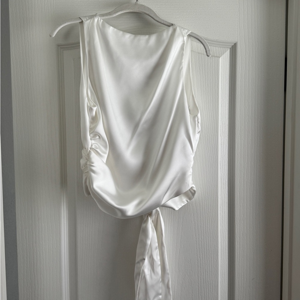 NWT Zara Open Back Satin Effect Top